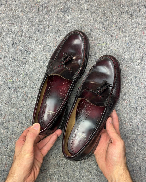 Bass Weejuns Burgundy Leather Tassel Loafers, Size US 11.5M or EU 45