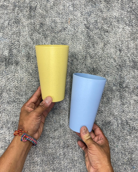 Yellow and Blue Sturdy Plastic Cups