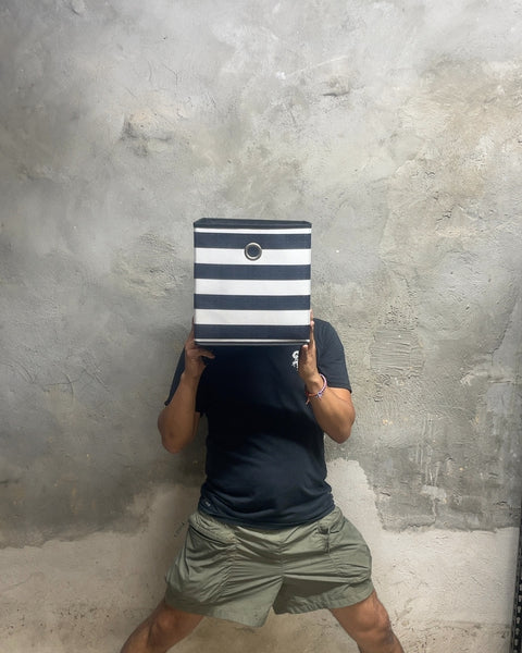 Another Black and White Striped Storage Bin, 10x10"