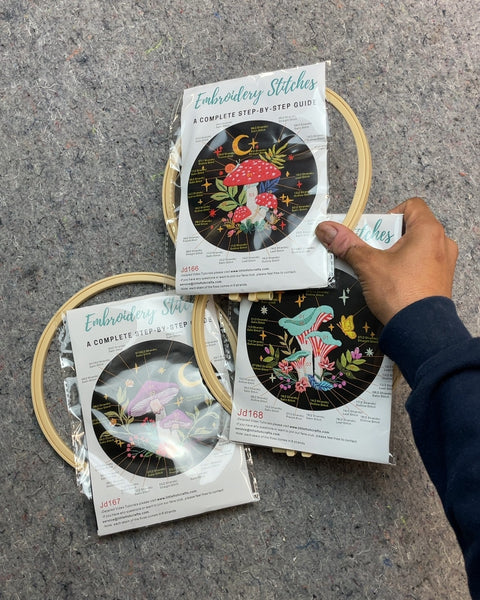 Embroidery Stitches Mushroom Kit with Hoop