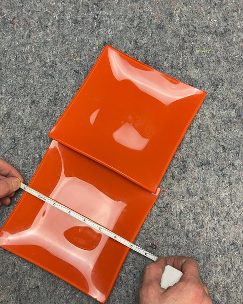 Two Vintage Orange Glass Plates, 7"