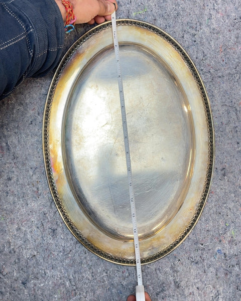 Silver Plated Serving Tray, 16x11.5"