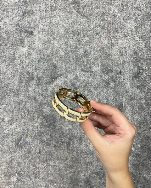 Gold Tone and Cream Link Bracelet