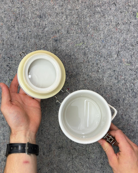 White Ceramic Clamp Top Canister 7"