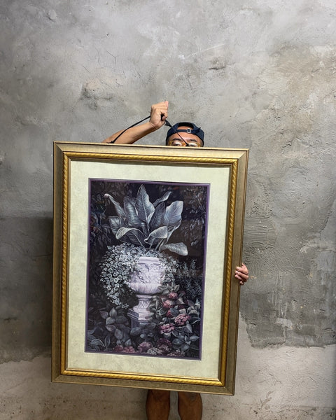 Huge Framed Botanical Urn Print, 30x40"