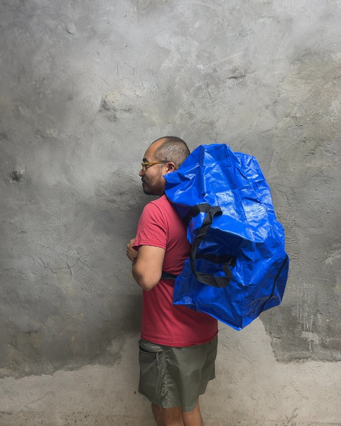 Blue Reusable Backpack Shopping Bag