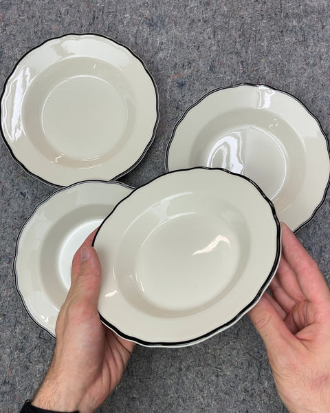 Four Cool Homer Laughlin Scalloped Edge Soup Bowls