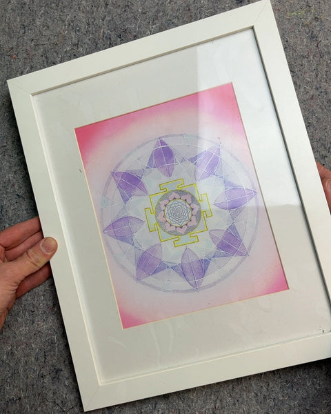 Framed Mandala Art Print, 12x15"