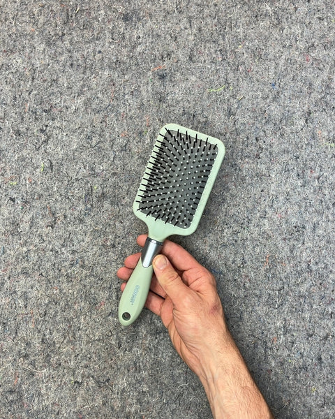 Green Conair Velvet Touch Paddle Brush
