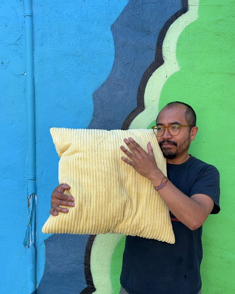 Yellow Corduroy Throw Pillow, 20x20"