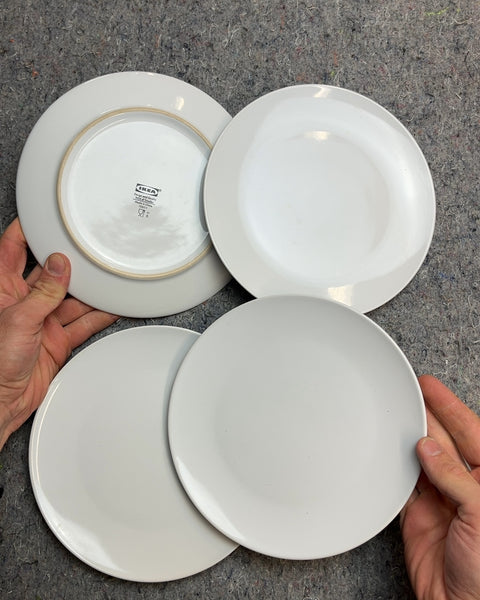 4 IKEA White Dessert Plates