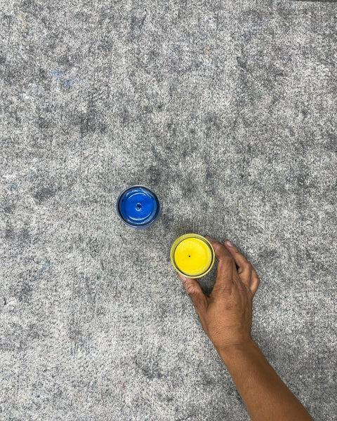 Blue and Yellow Glass Jar Candles