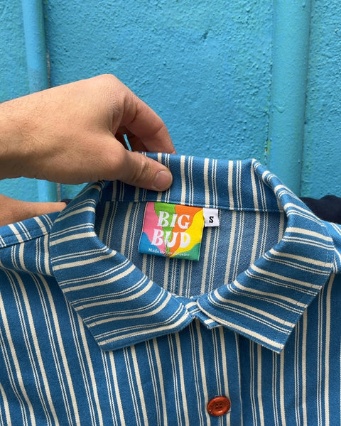 Big Bud Press Blue Striped Work Shirt, Size S