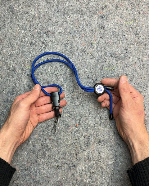 Blue Round Braided Lanyard With A Slider And Quick-Release Buckle