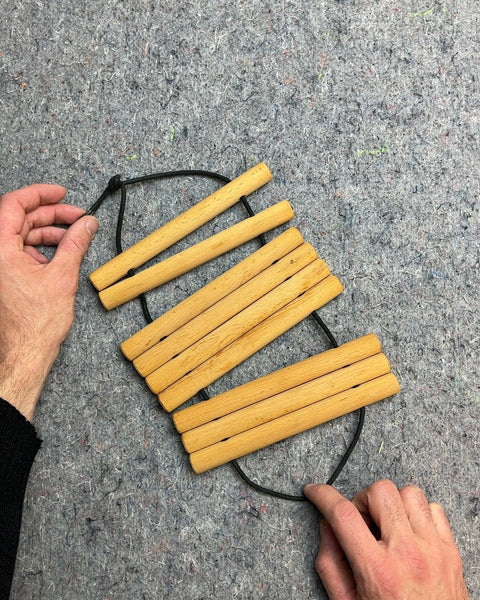 Wooden Trivet with Black Cord