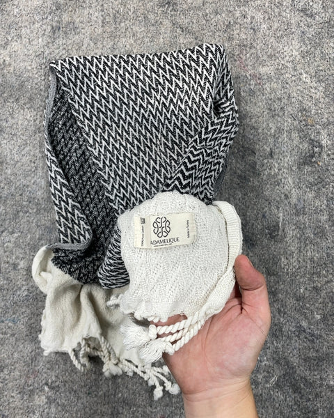 Turkish Black and White Patterned Scarf