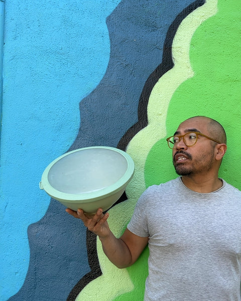 Green Plastic Mixing Bowl with Lid