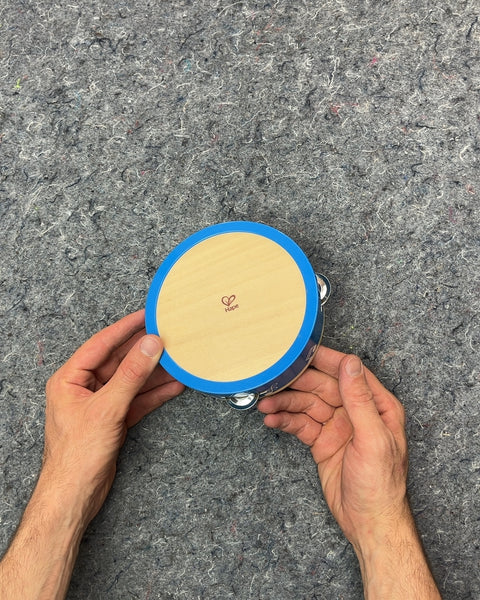 Wooden Tambourine with Blue Trim