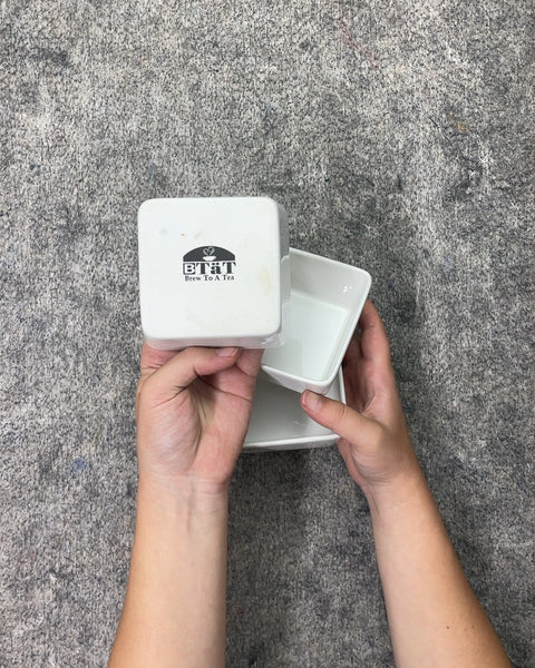 Brew To A Tea White Ceramic Square Bowls, Set of 3