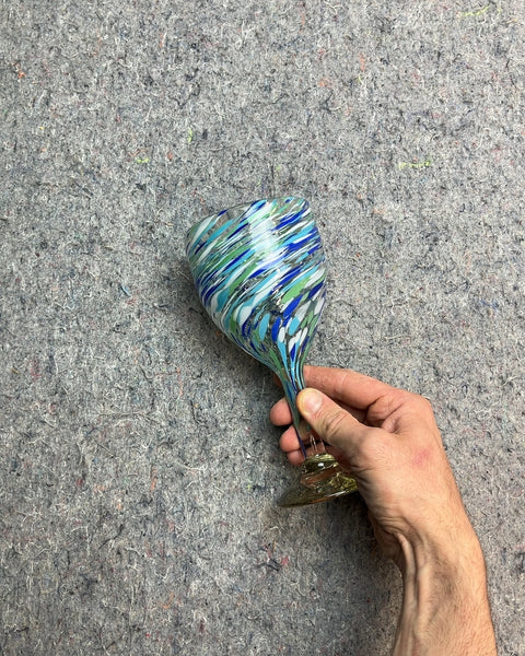Another Hand-blown Mexican Art Swirl Pattern Glass Goblet