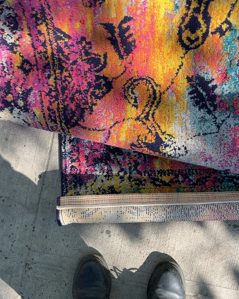 Giant Multicolor Over-dyed Turkish Style Area Rug, 5x8ft
