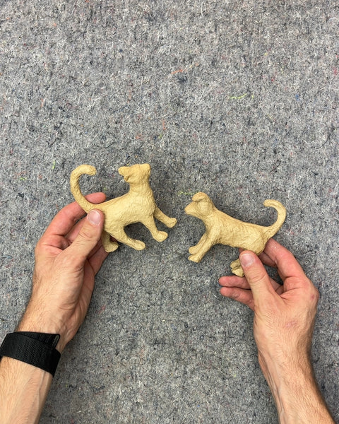Paper Mache Dog & Cat Figurines
