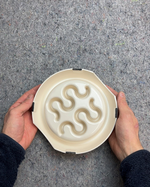 Cream Slow Feeder Pet Bowl
