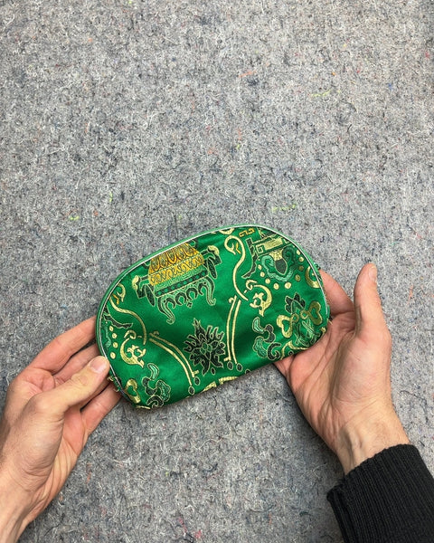 Green and Gold Embroidered Pouch