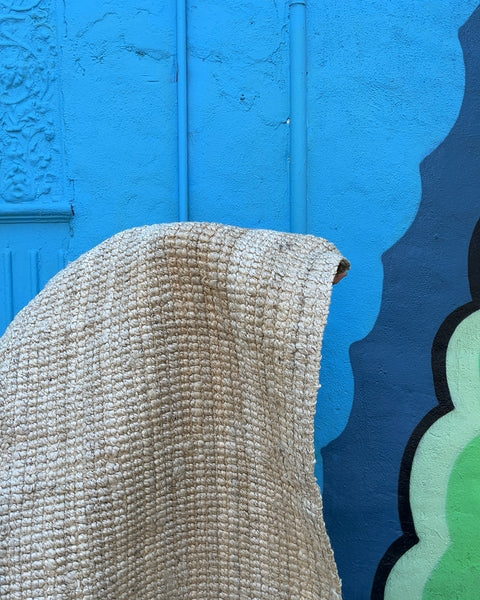 Bigass Woven Area Jute Rug with Fringe, 70x90"