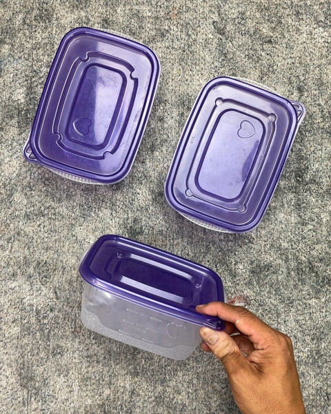 Ziplock Plastic Food Storage Containers with Purple Lids