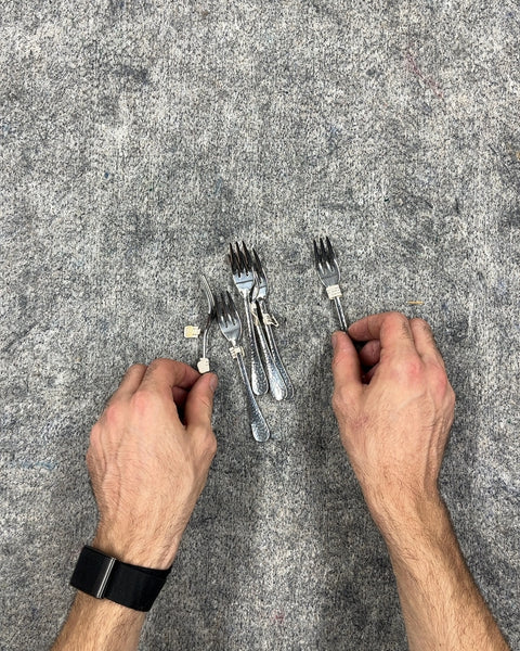 Crate & Barrel Silver Dessert Forks Set