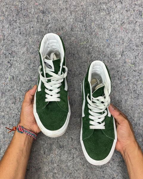 Vans Sk8-Hi Green Suede High Top Sneakers, 36.5 EU