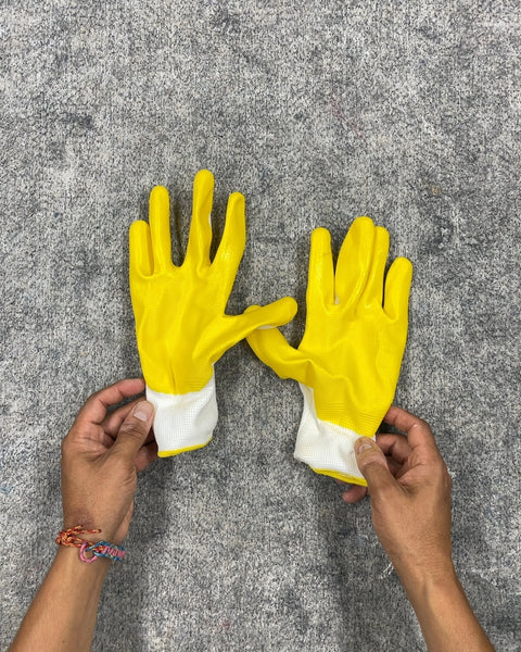 Yellow and White Work Gloves, Sz S/M