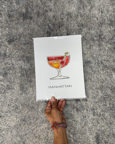 Manhattan Cocktail Recipe Art Print