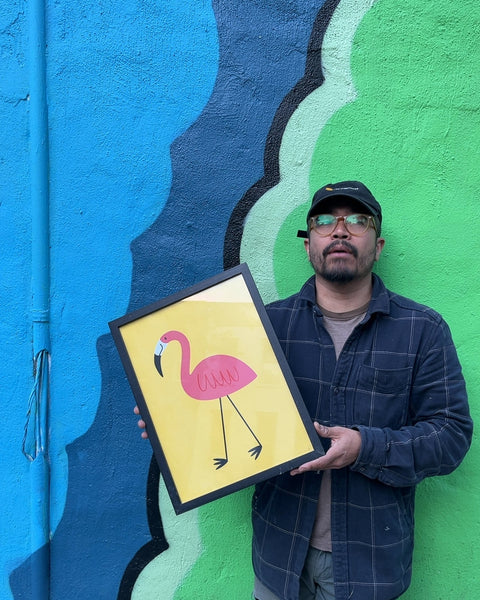 Framed Flamingo Wall Art, 14x18"