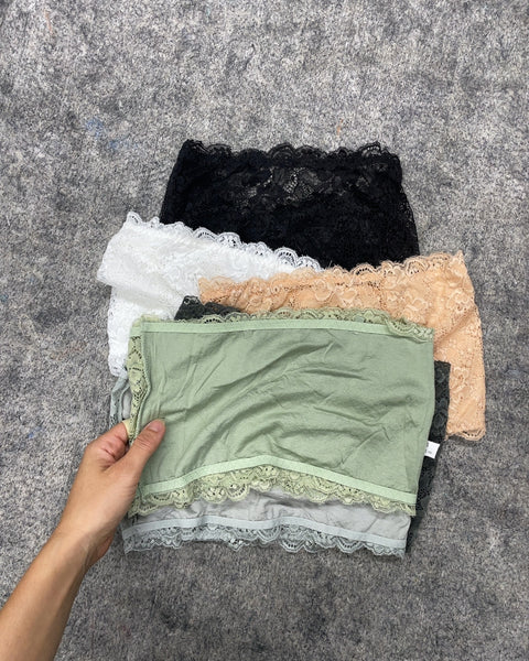 Floral Lace Strapless Bralettes, Set of 6, Size S