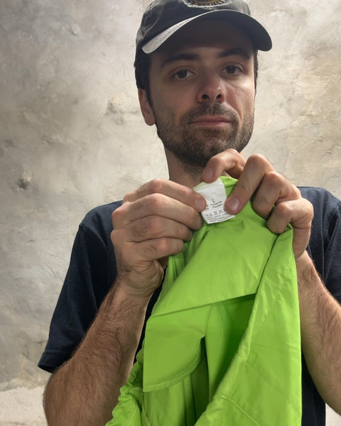 Vibrant Neon Lime Green Utility Parachute Cargo Pants, Size L