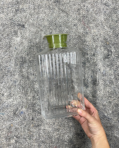 Clear Glass Pitcher with Green Lid
