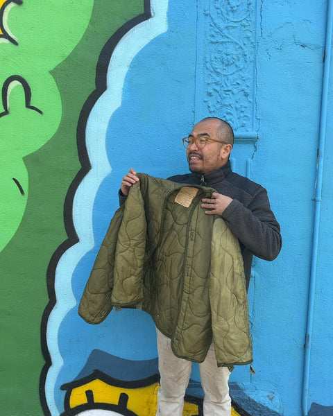 Vintage Army Quilted Coat Liner Jacket, Size S