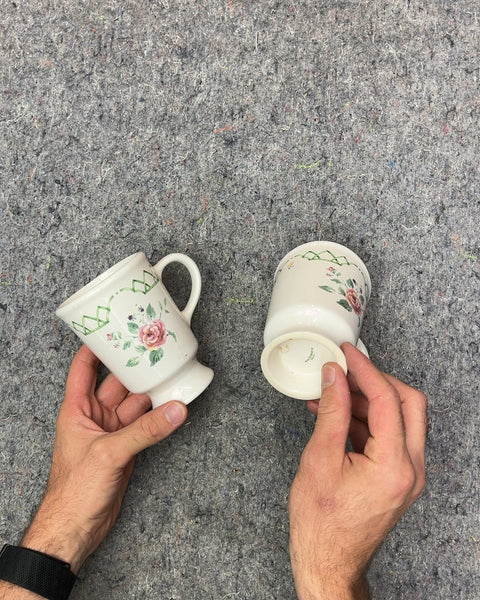 Two More Pfaltzgraff Garden Trellis Pattern Footed Mugs