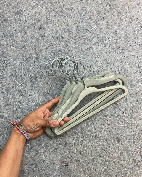 Gray Velvet Hangers with Chrome Hooks