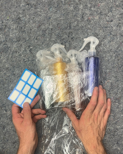 4 Assorted Spray Bottles with Labels