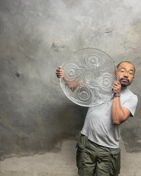 Huge Decorative Glass Platter, 21"