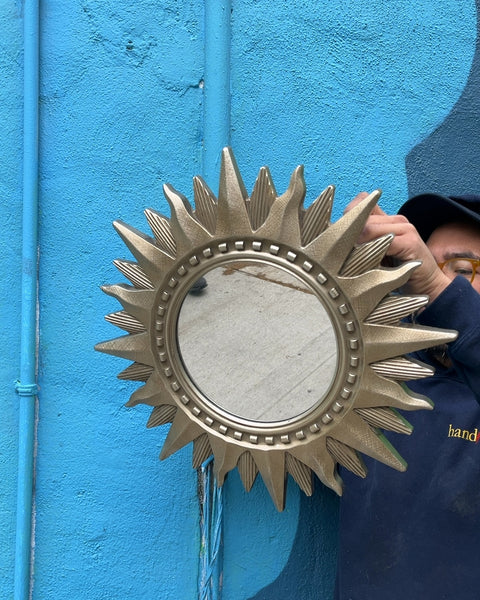 Gold Sunburst Wall Plastic Mirror, W17"