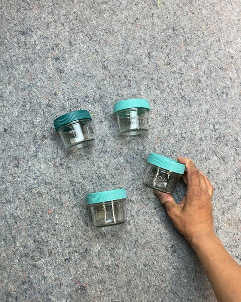 Mason Bottle Glass Jars with Various Greens Lids