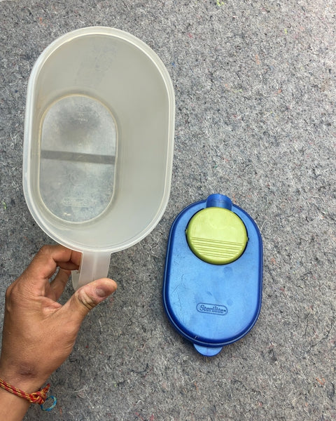 Plastic Pitcher with Blue Lid