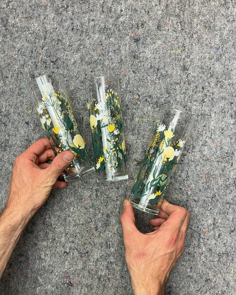 Set of 3 Floral Drinking Glasses