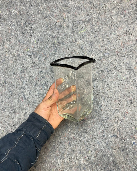 Clear Glass Vase with Black Trim