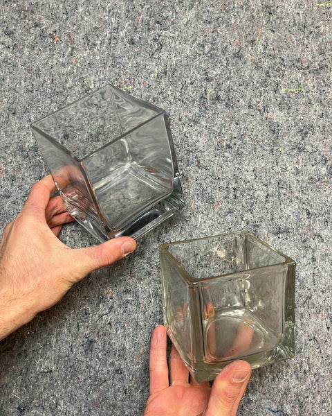 Duo Of Square Glass Vases