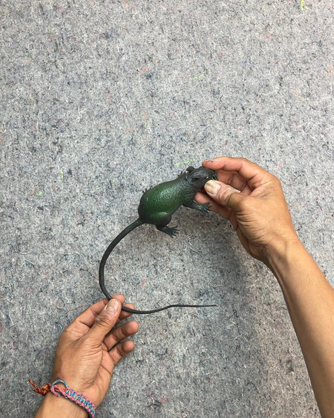 Green Rubber Rat Toy with Bell